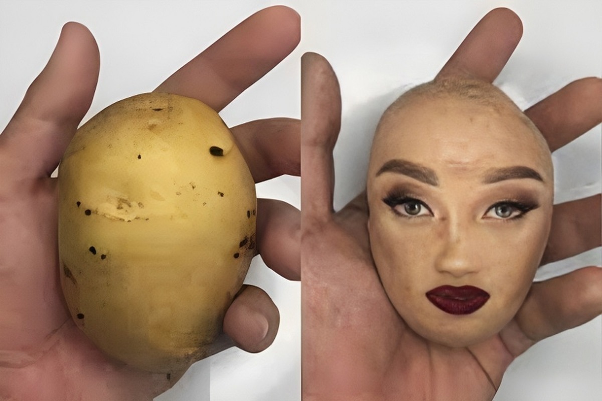 ویدئو باورنکردنی از تبدیل سیب‌زمینی به دختری زیبا!