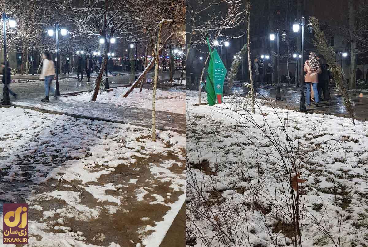 (تصاویر) حال و هوای باغ فردوس در شب برفی تهران