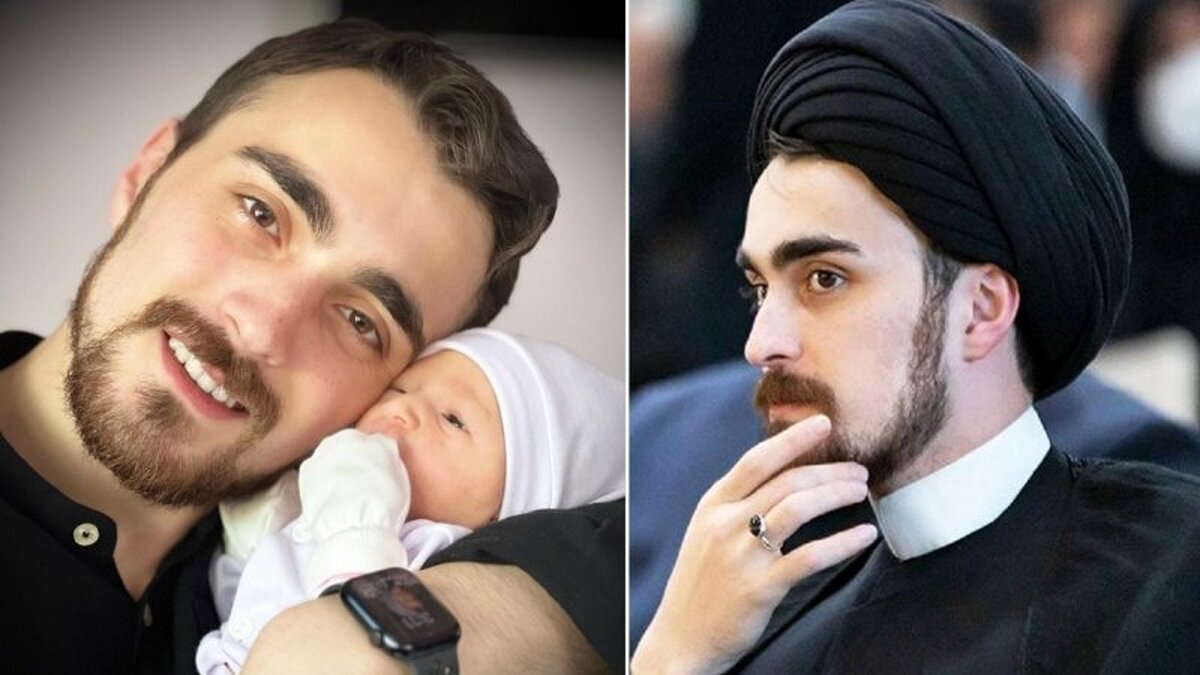 (عکس) عکس جدید از ایران خمینی در آغوش پدرش