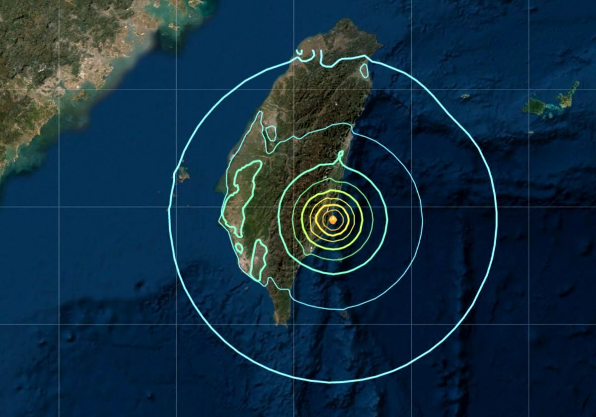 (ویدئو) پخش زندهٔ تلویزیون تایوان هنگام زلزله