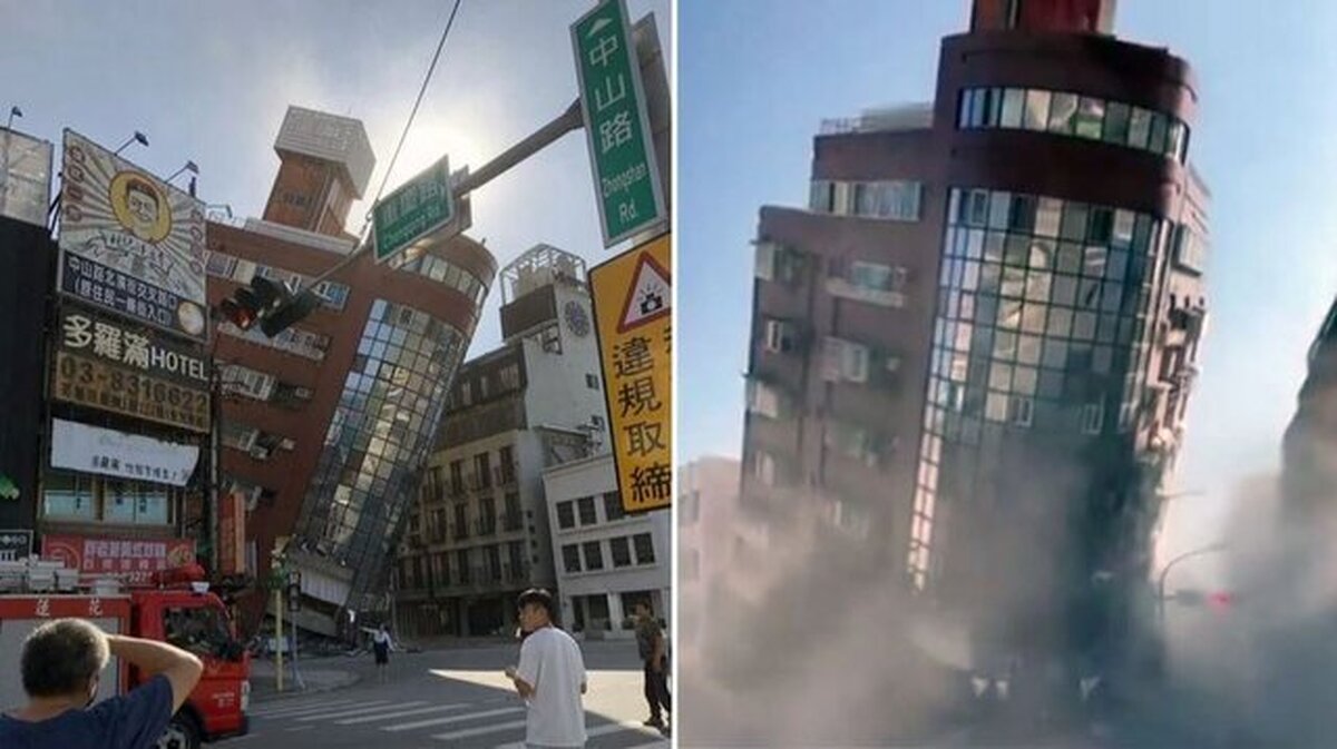 (ویدئو) تصاویری آخرالزمانی از لحظه زلزله در تایوان