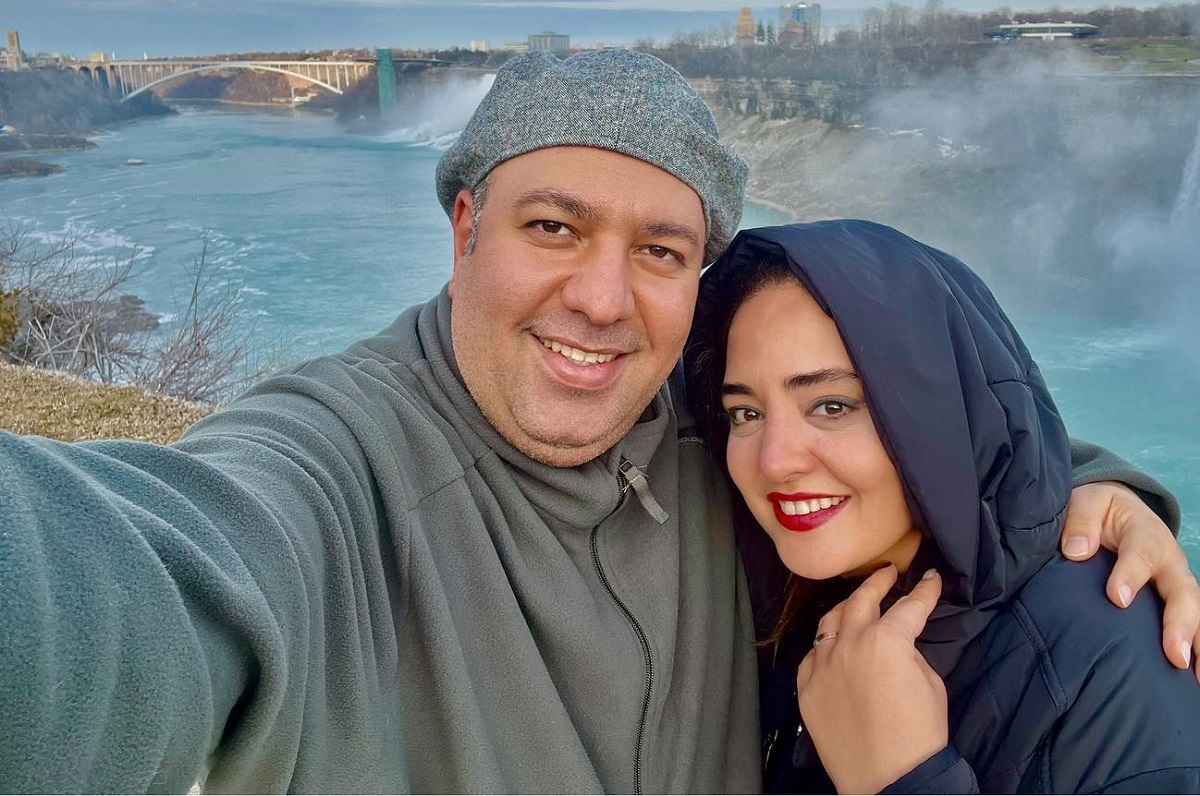 عکس| ژست عاشقانه نرگس محمدی و همسرش در یک مراسم