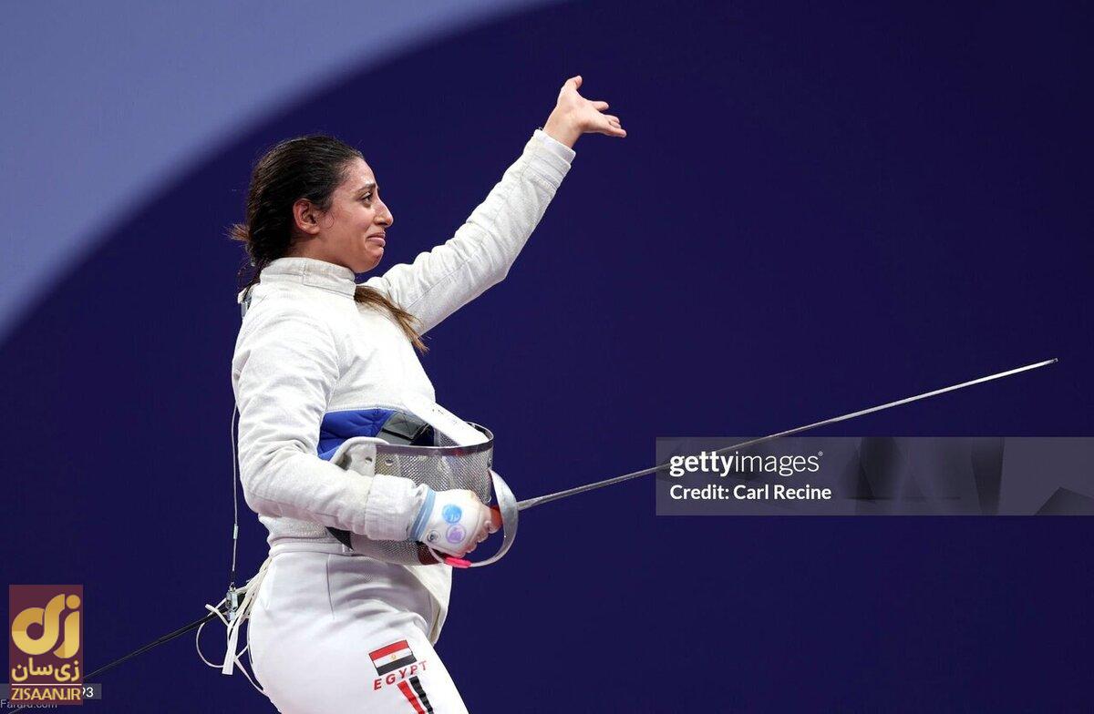 (تصاویر) ندی حافظ؛ شمشیربازی زن مصری در ماه هفتم بارداری در المپیک!