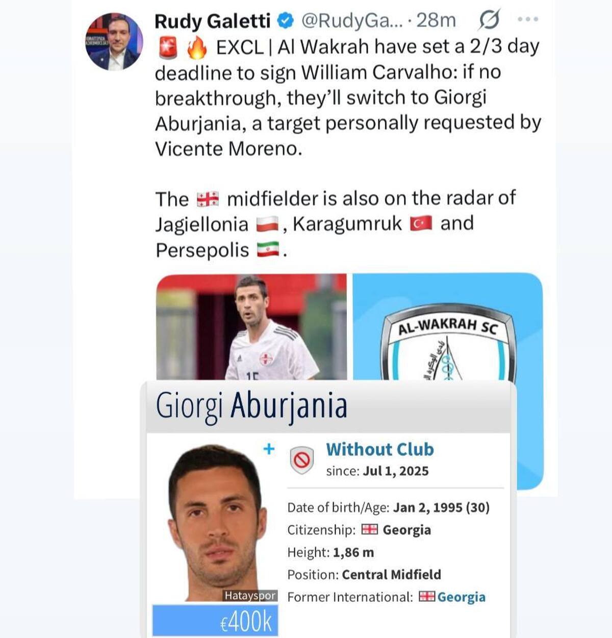 خبرنگار ایتالیایی گزینه خط هافبک پرسپولیس را لو داد